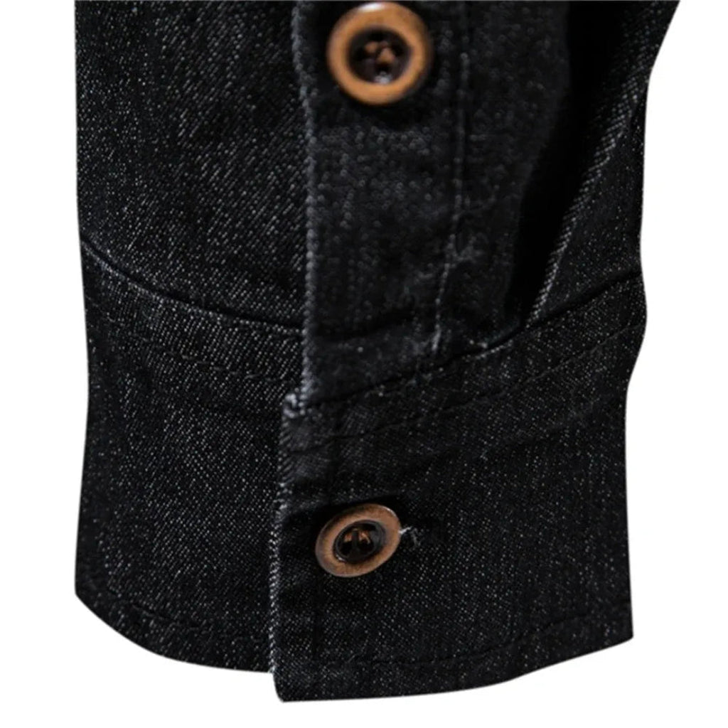 Men's Denim Shirt with Long Sleeves and Button Closure