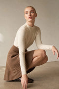 High-Waist Merino Wool Mini Skirt with Flared Fit for Women 0