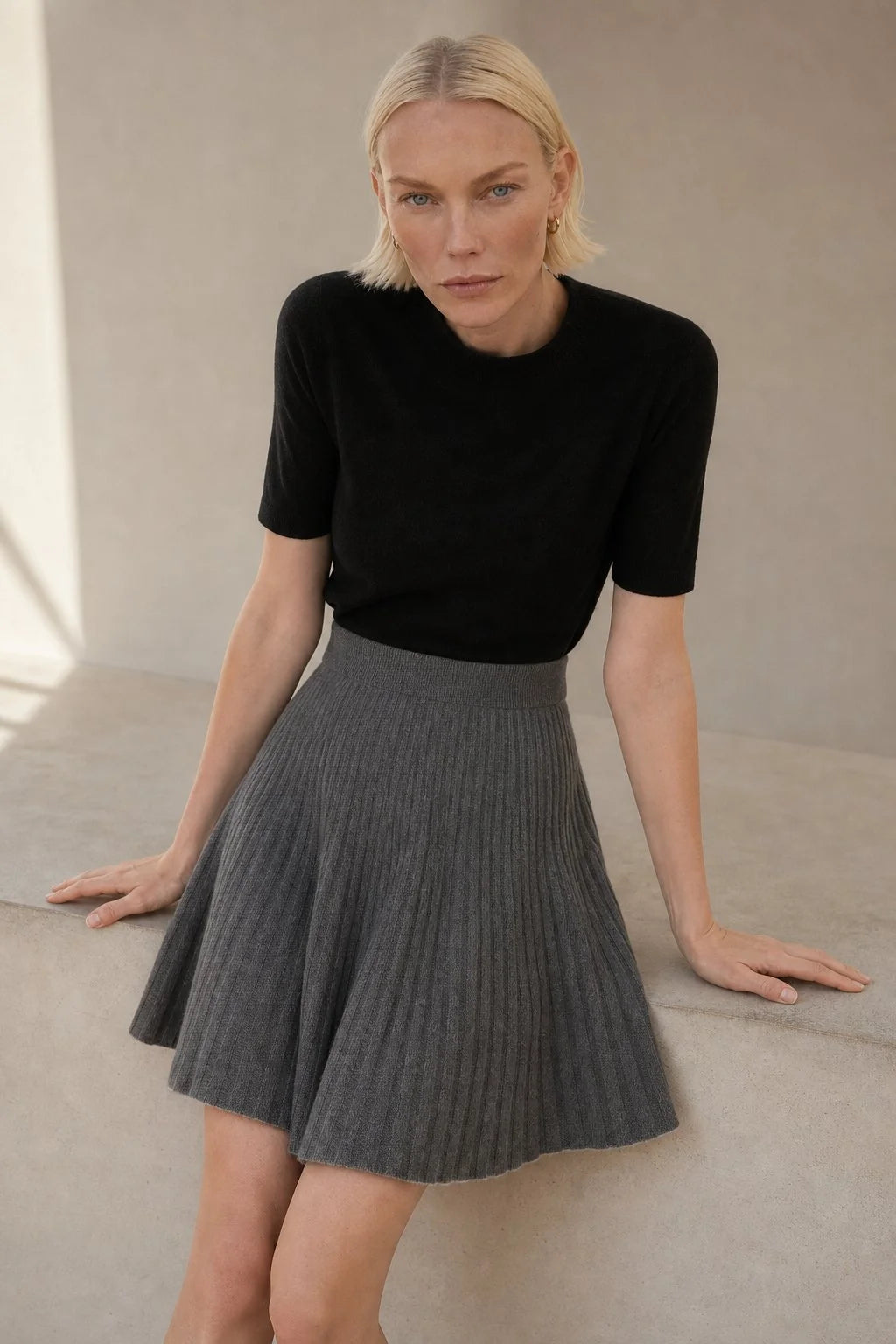 High-Waist Merino Wool Mini Skirt with Flared Fit for Women 4