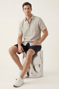 Verona Linen Shirt & Shorts Beige/Black