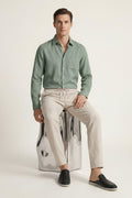 Pisa Linen Set Long Sleeve Green/Beige