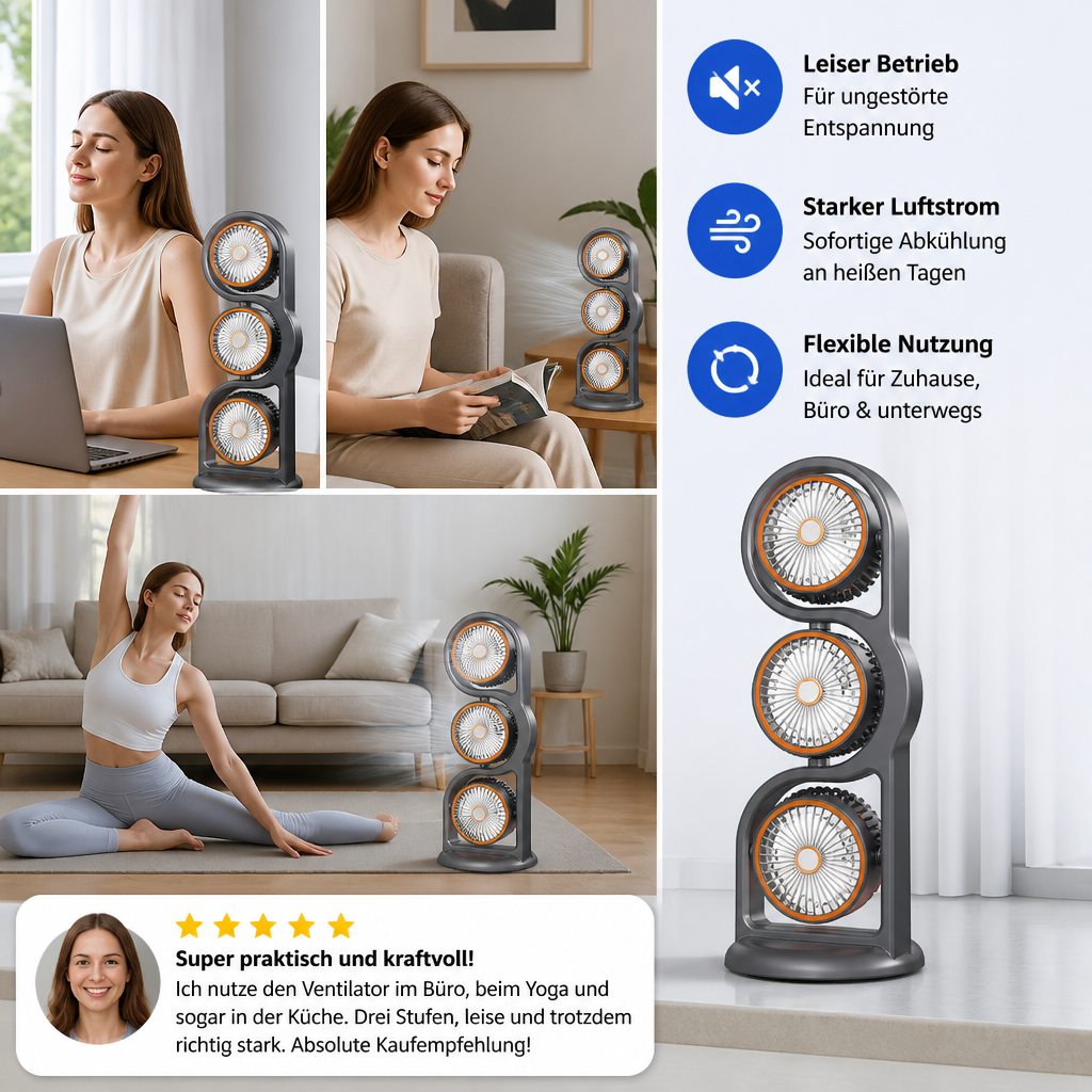 Portable Fan with Three Fans