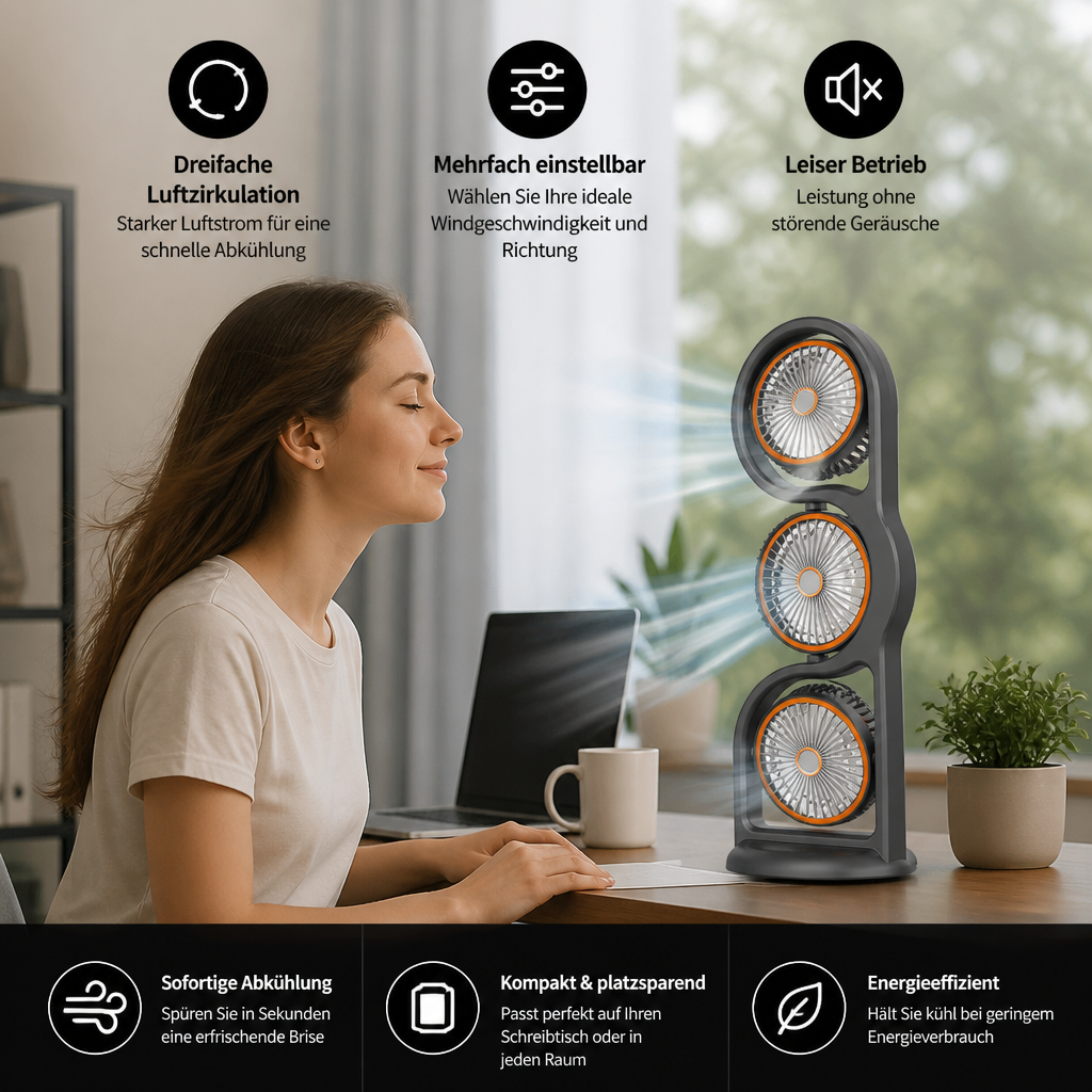 Portable Fan with Three Fans