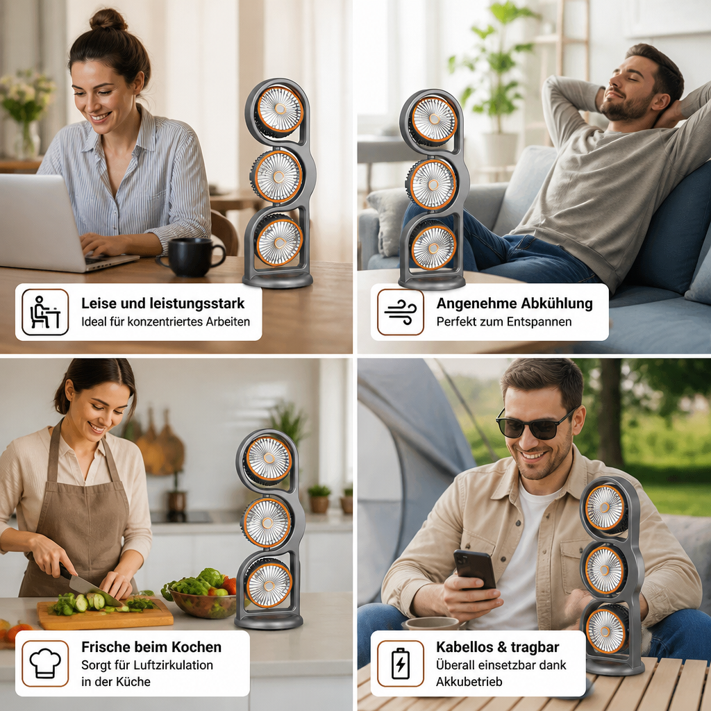 Portable Fan with Three Fans