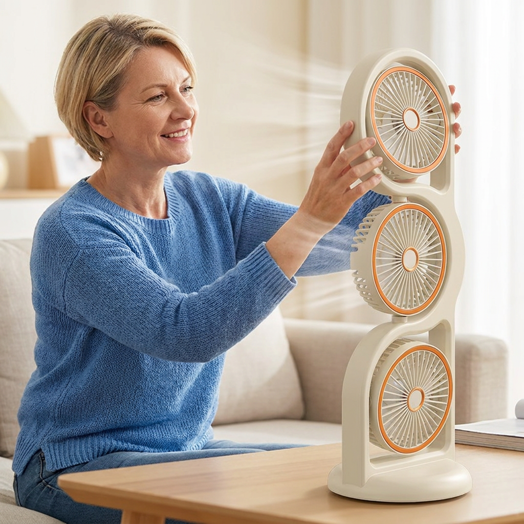 Portable Fan with Three Fans