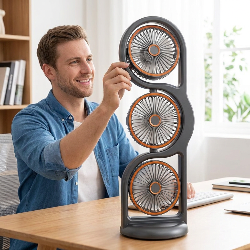 Portable Fan with Three Fans