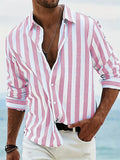 Jesse | Men's Striped Long Sleeve Button-Up Shirt for Summer