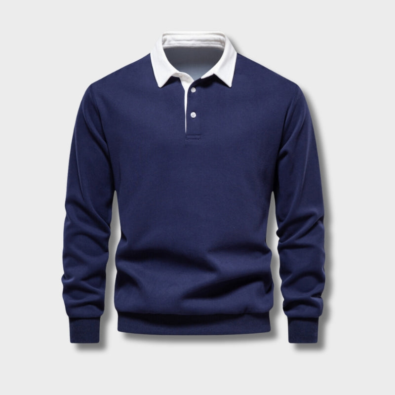 Stefan | Men's Long Sleeve Polo Shirt with Classic Collar for Summer