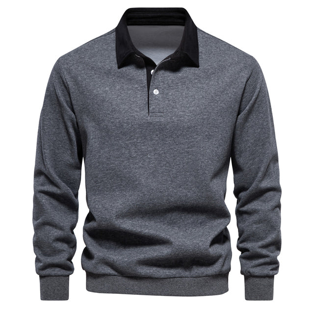 Stefan | Men's Long Sleeve Polo Shirt with Classic Collar for Summer