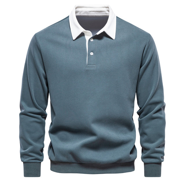 Stefan | Men's Long Sleeve Polo Shirt with Classic Collar for Summer