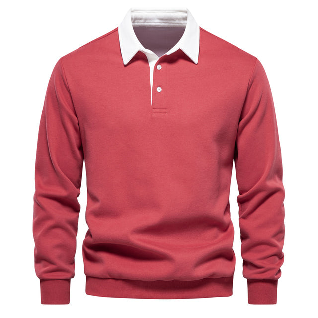 Stefan | Men's Long Sleeve Polo Shirt with Classic Collar for Summer