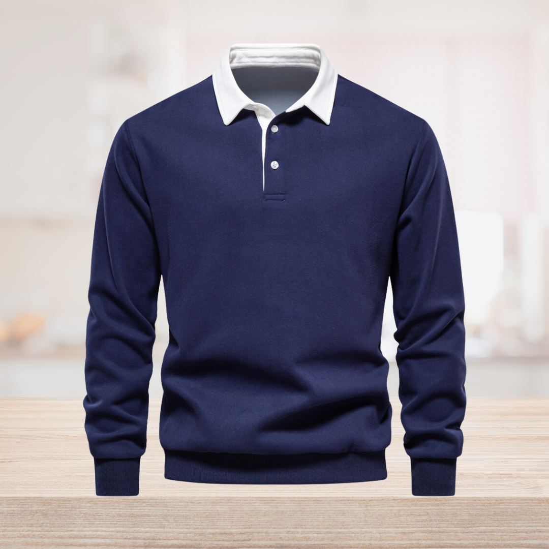 Stefan | Men's Long Sleeve Polo Shirt with Classic Collar for Summer