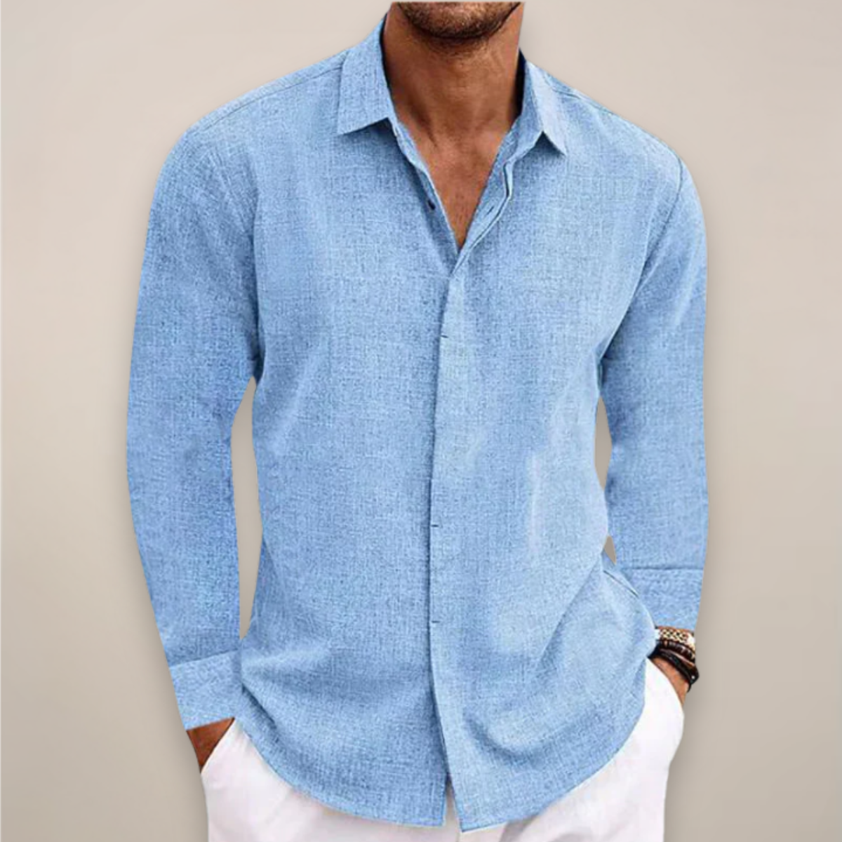 Vinny | Men's Long Sleeve Linen Shirt for Summer