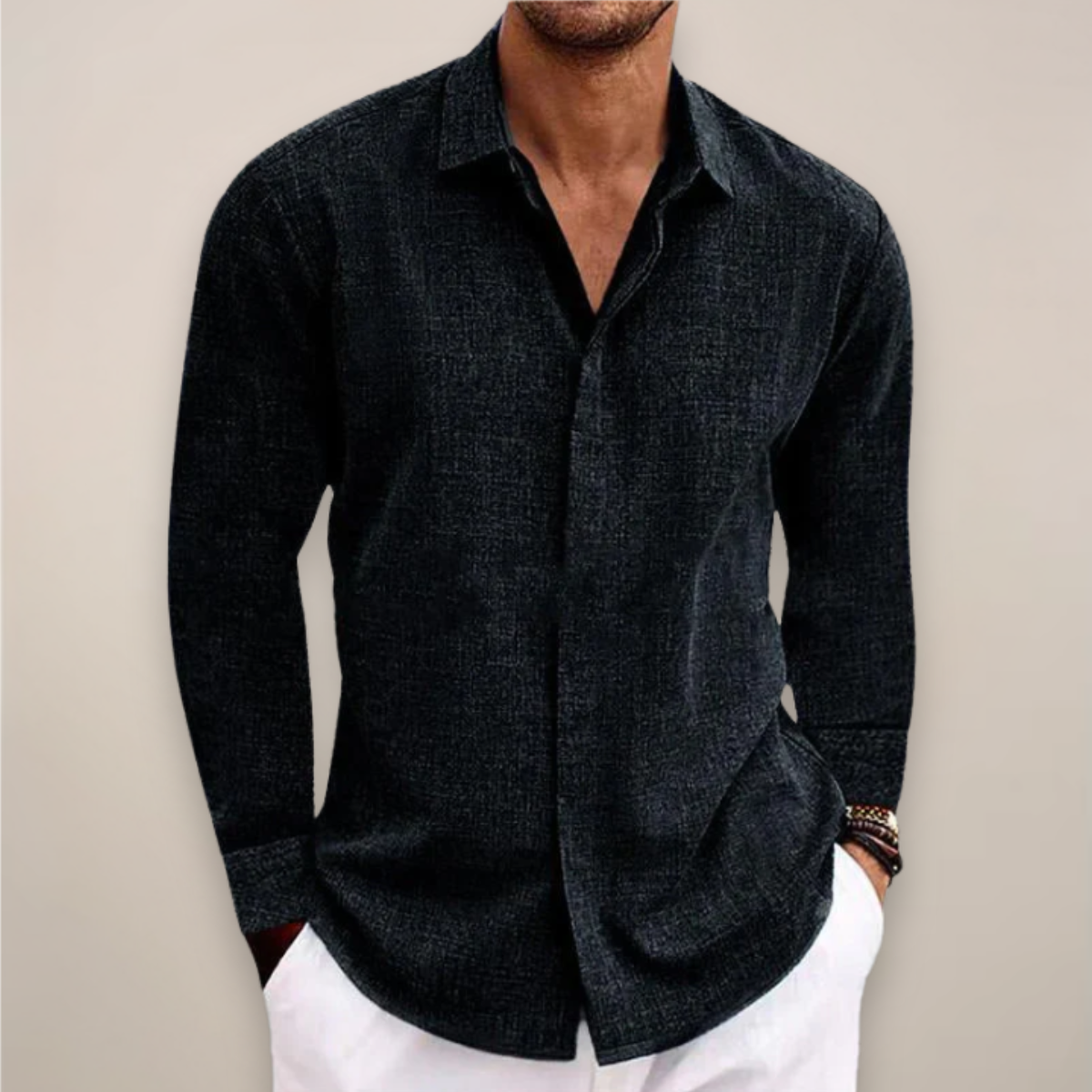 Vinny | Men's Long Sleeve Linen Shirt for Summer