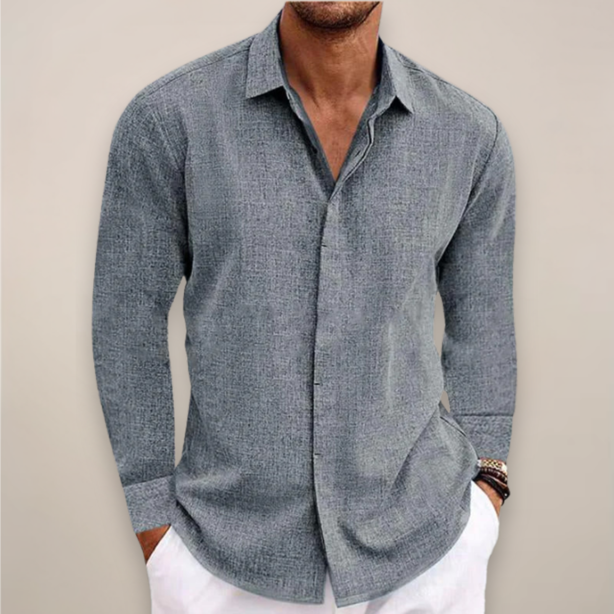 Vinny | Men's Long Sleeve Linen Shirt for Summer