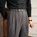 Chris | Men's High-Waisted Pleated Black Trousers