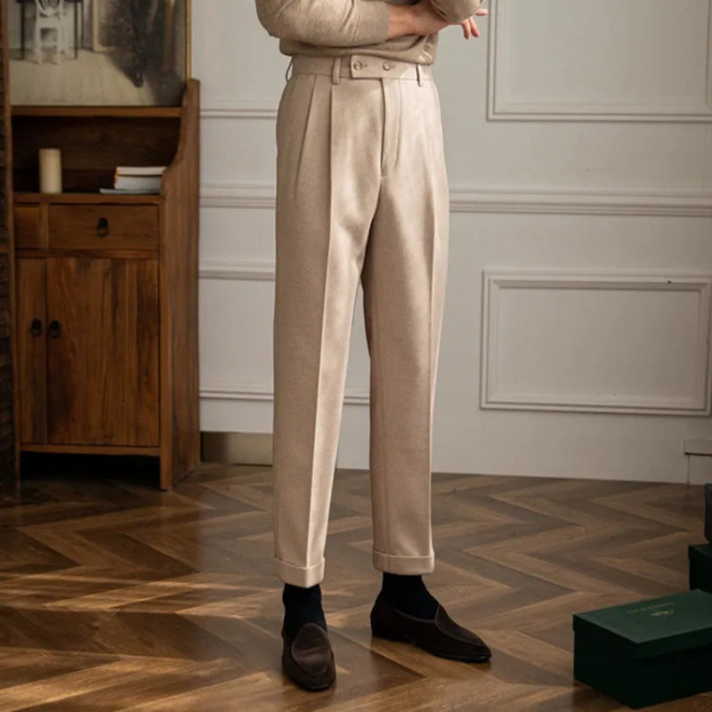 Chris | Men's High-Waisted Pleated Black Trousers