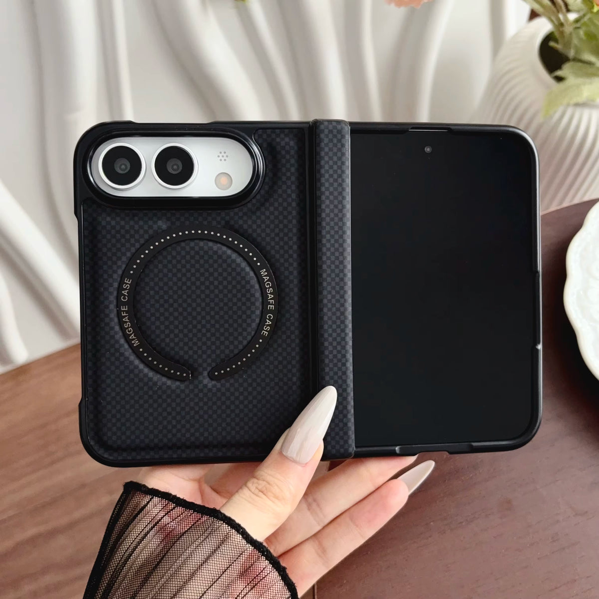 Leather Magnetic Case with Hinge and Screen Protection for iPhone Ultra 18 10
