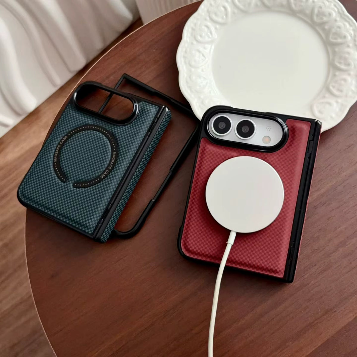 Leather Magnetic Case with Hinge and Screen Protection for iPhone Ultra 18 2
