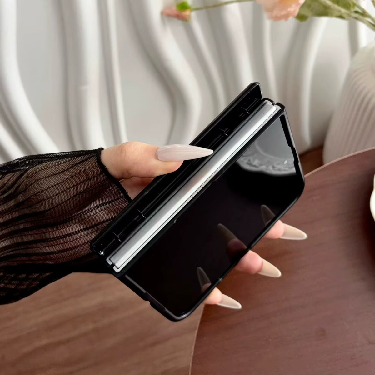 Leather Magnetic Case with Hinge and Screen Protection for iPhone Ultra 18 3