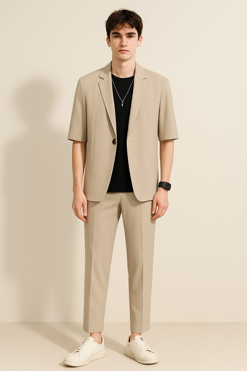 Short-Sleeve Jacket and Trousers – Two-Piece Set