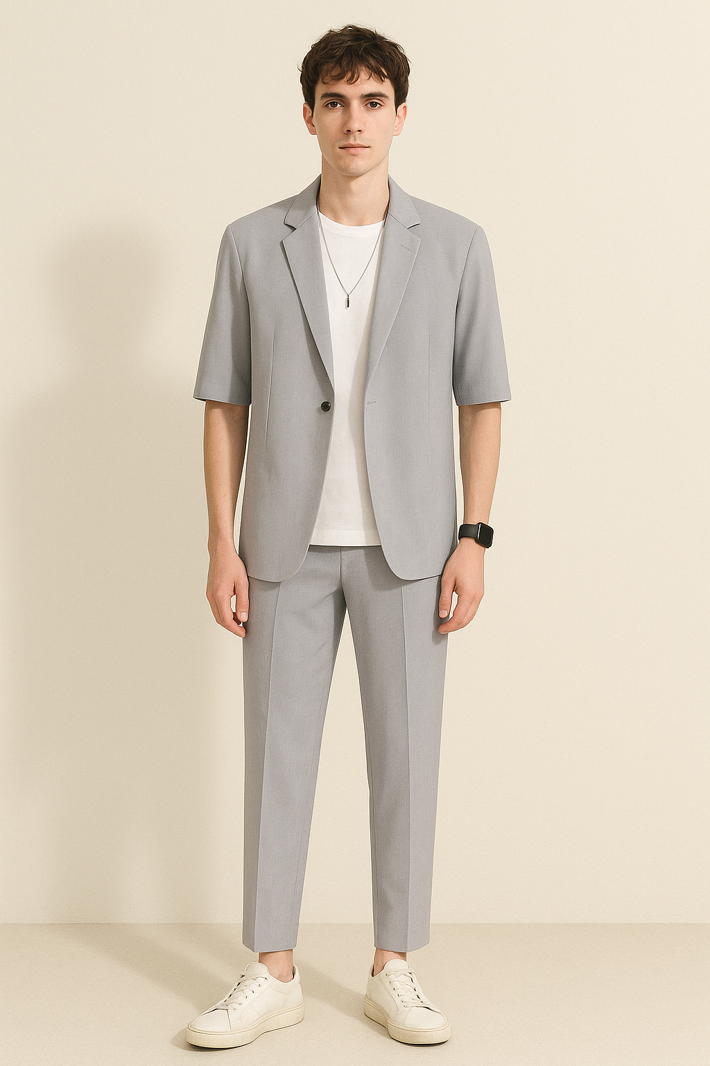Short-Sleeve Jacket and Trousers – Two-Piece Set