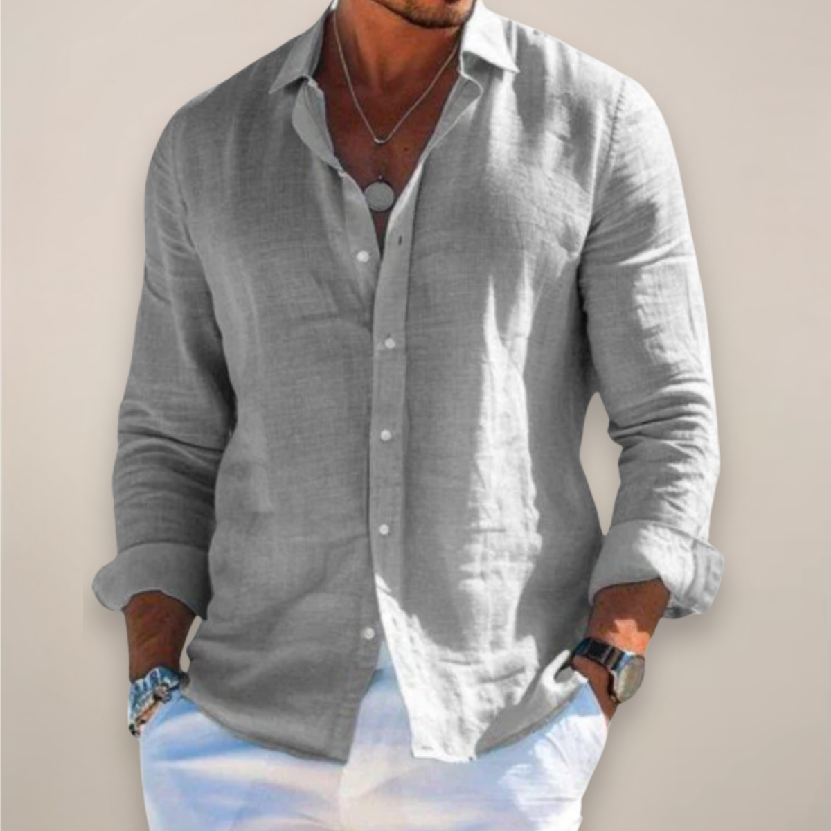 Liam | Men's Casual Long Sleeve Button-Up Shirt