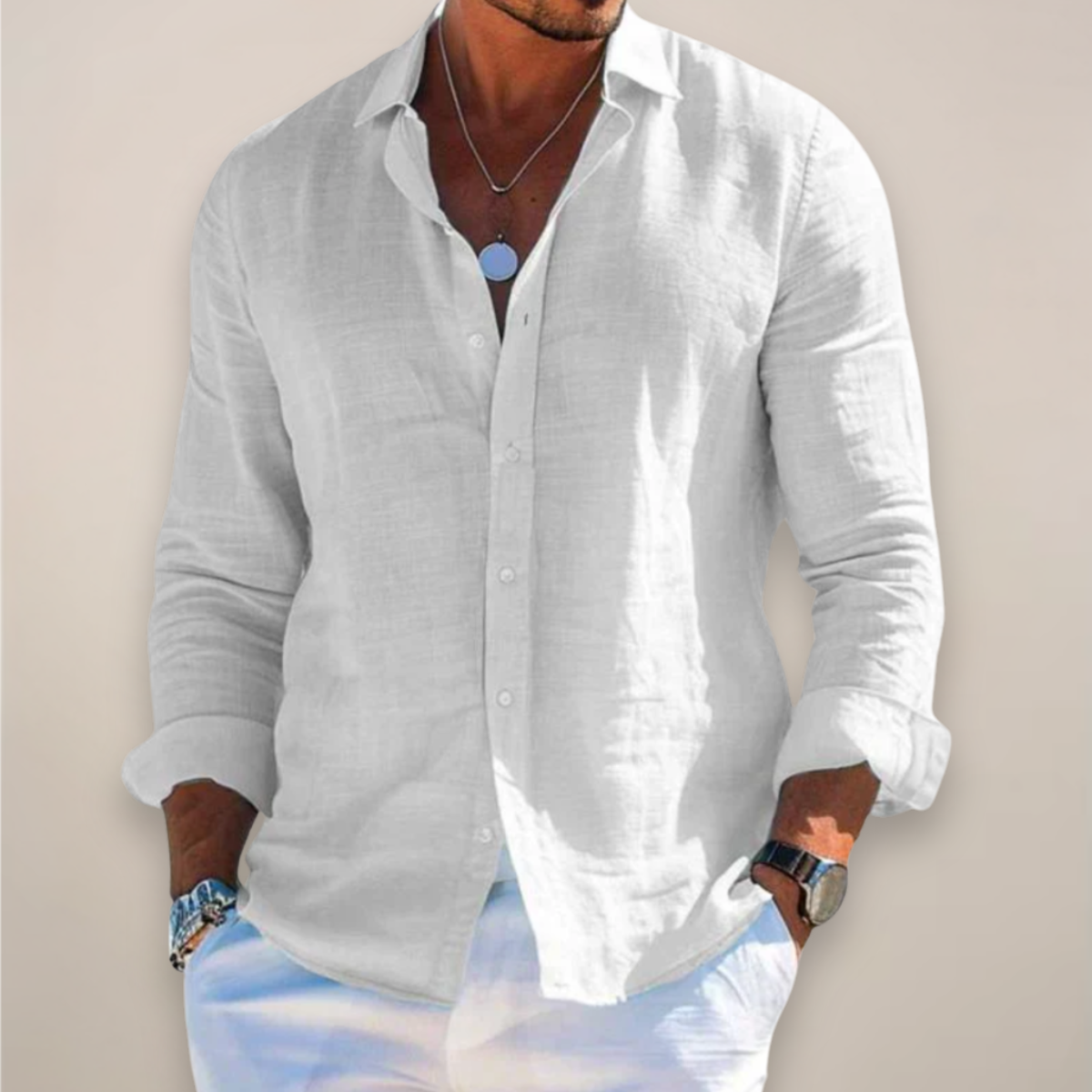 Liam | Men's Casual Long Sleeve Button-Up Shirt