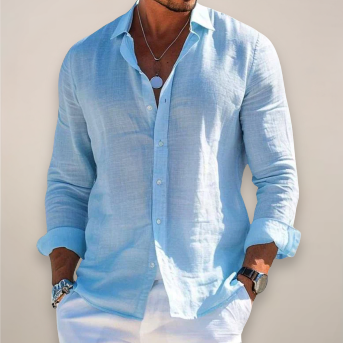 Liam | Men's Casual Long Sleeve Button-Up Shirt