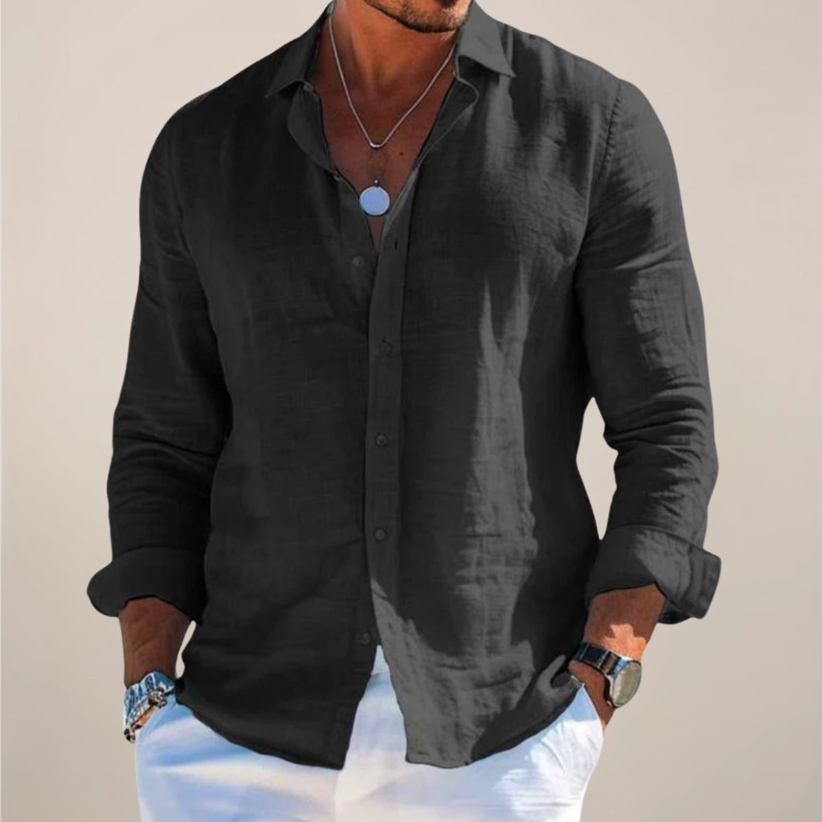 Liam | Men's Casual Long Sleeve Button-Up Shirt