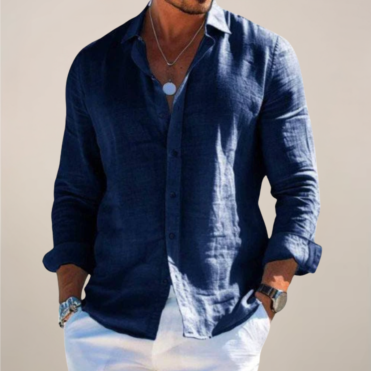 Liam | Men's Casual Long Sleeve Button-Up Shirt
