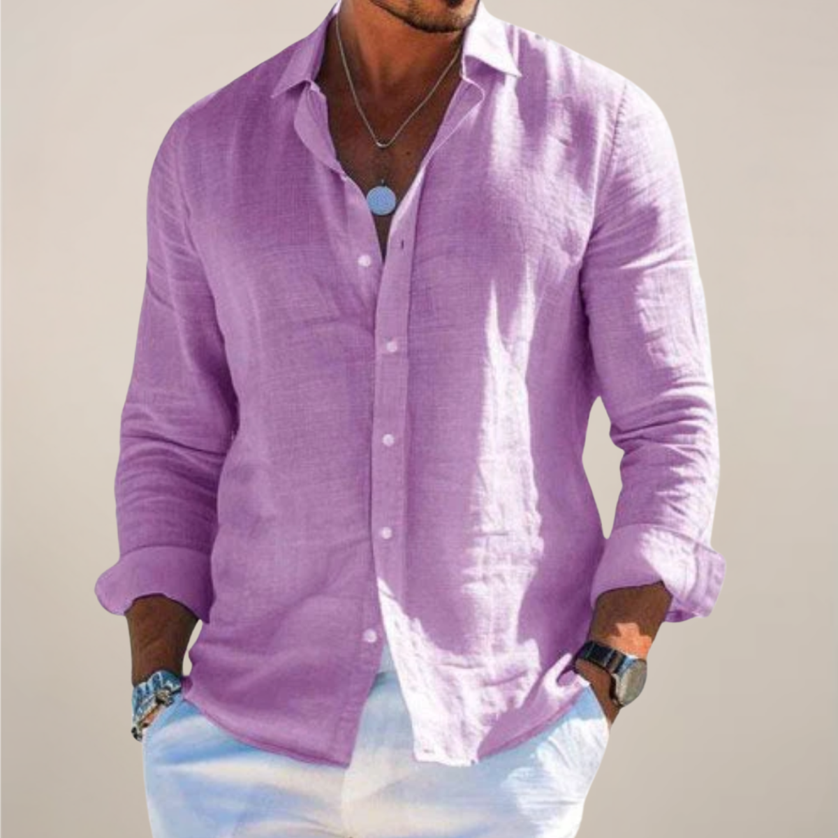 Liam | Men's Casual Long Sleeve Button-Up Shirt