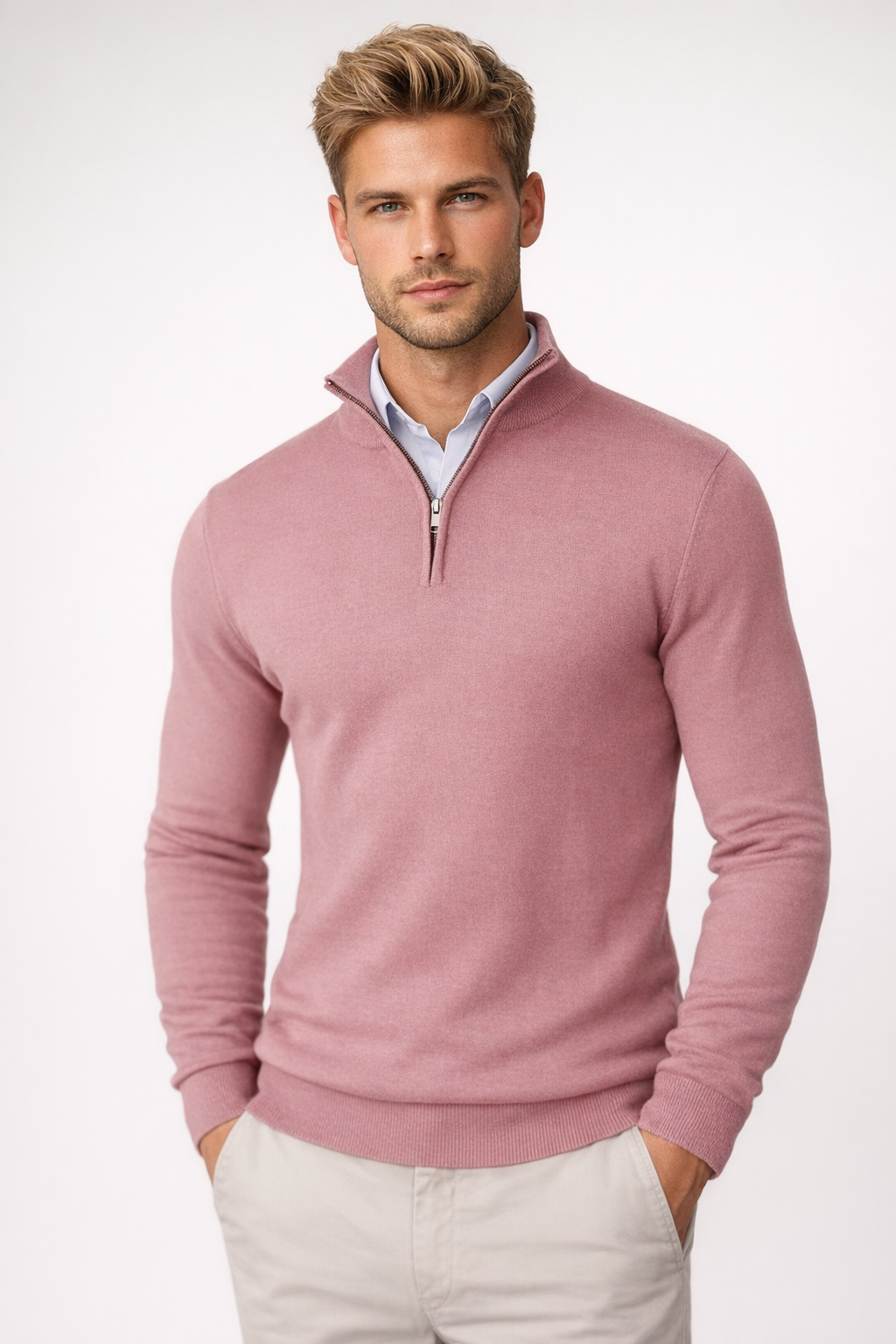 Terence | Men's Half-Zip Turtleneck Sweater with High Collar for Winter