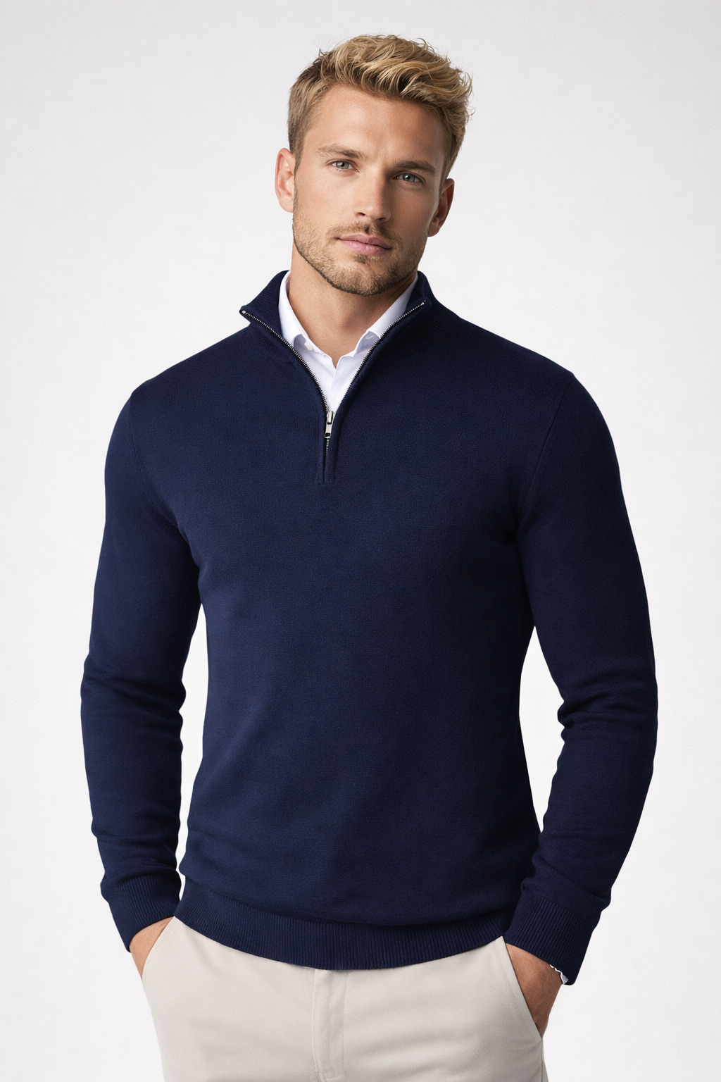 Terence | Men's Half-Zip Turtleneck Sweater with High Collar for Winter