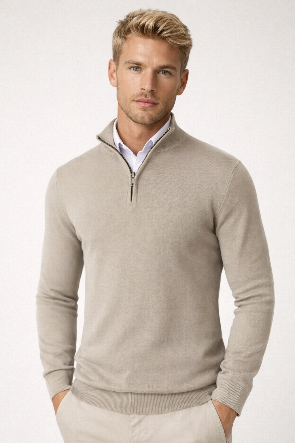Terence | Men's Half-Zip Turtleneck Sweater with High Collar for Winter