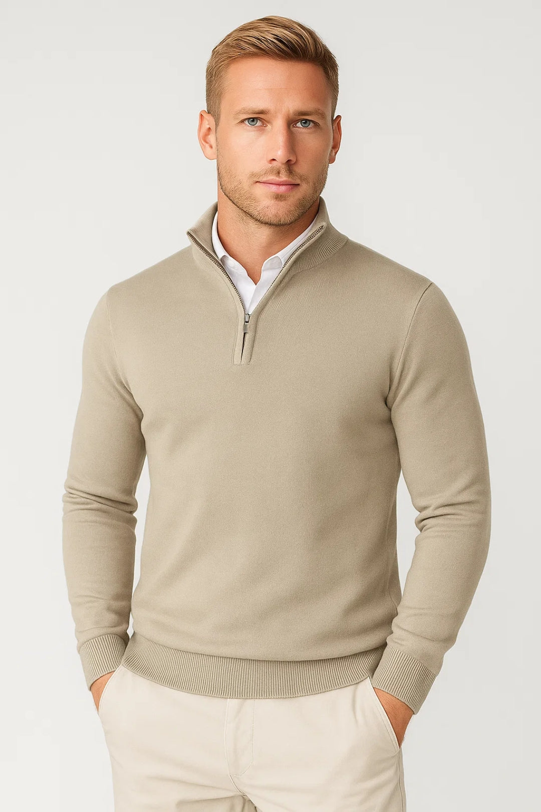 Terence | Men's Half-Zip Turtleneck Sweater with High Collar for Winter