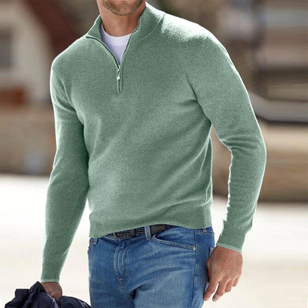 Lightweight Men's Quarter-Zip Sweater with Stand-Up Collar 5