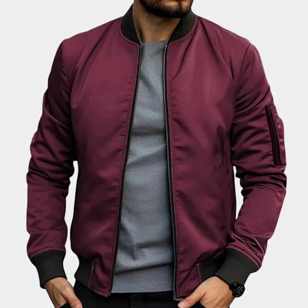 Lightweight Zip-Up Mens Bomber Jacket with Streamlined Fit 3