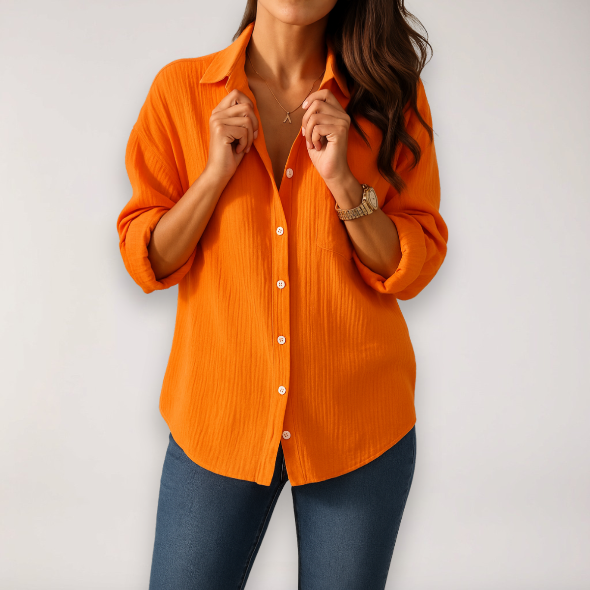Lina | Women's Roll-Up Button Shirt for Summer Style