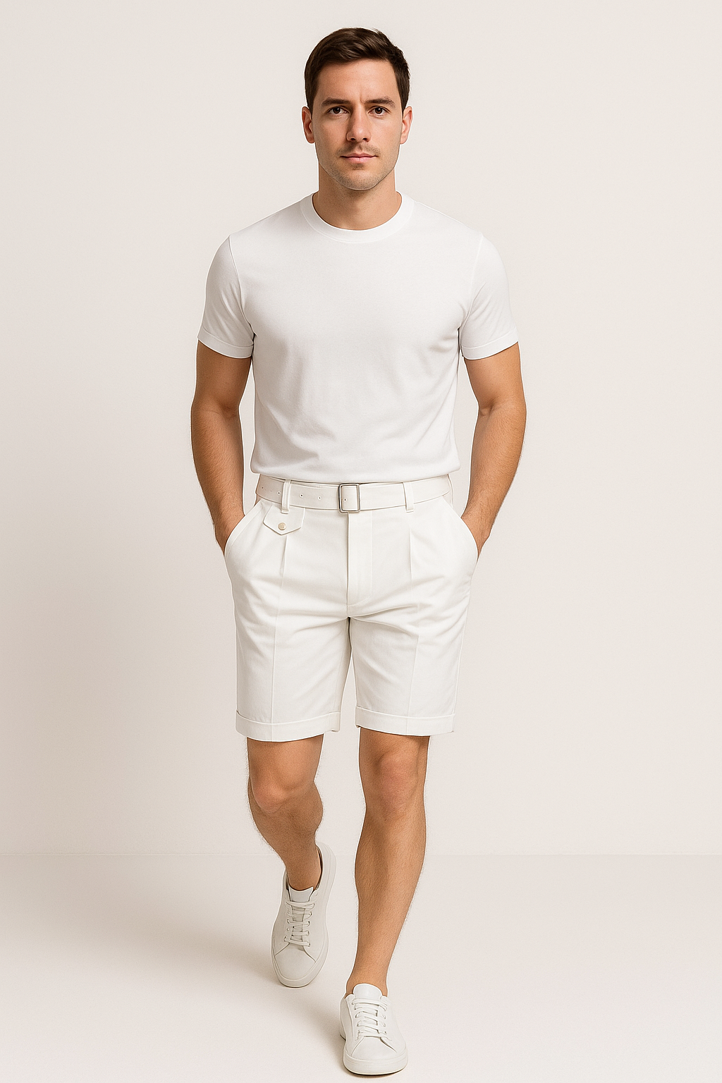 Luca | Men's Pleated Shorts with Buckle Details