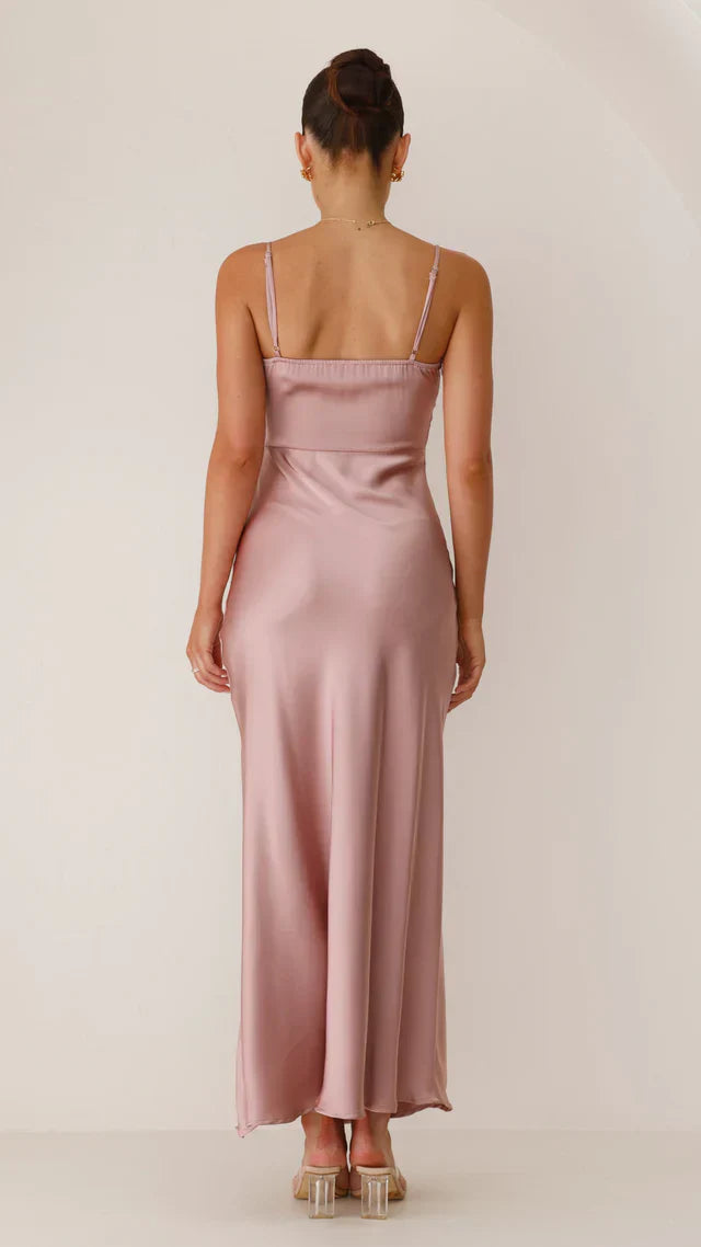 Lysandra | Elegant Satin-Look Maxi Evening Dress with High Slit