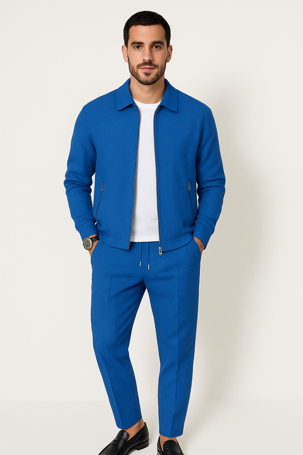 Men’s Waffle Texture Tracksuit Set