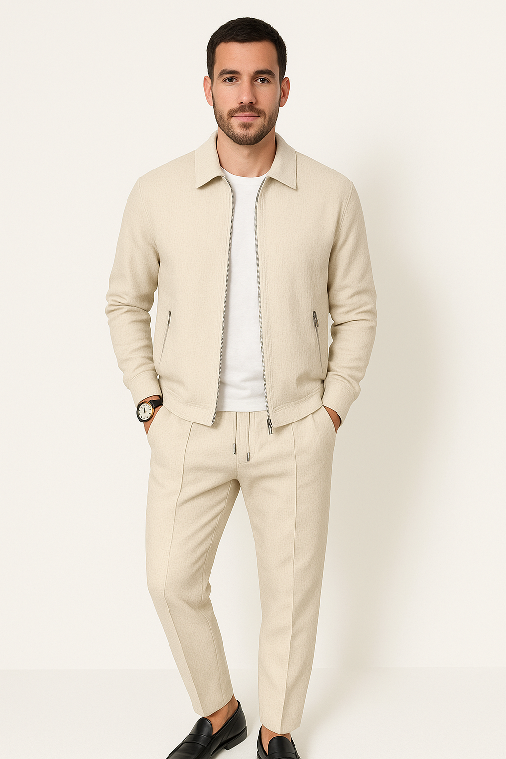 Men’s Waffle Texture Tracksuit Set
