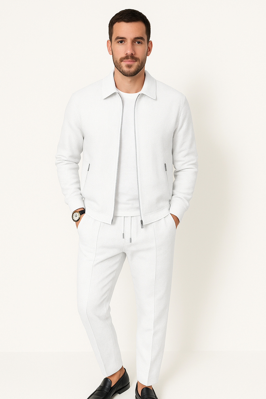 Men’s Waffle Texture Tracksuit Set
