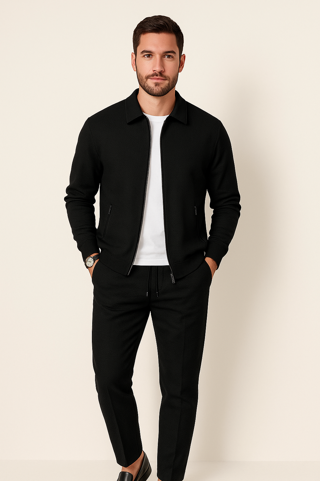 Men’s Waffle Texture Tracksuit Set
