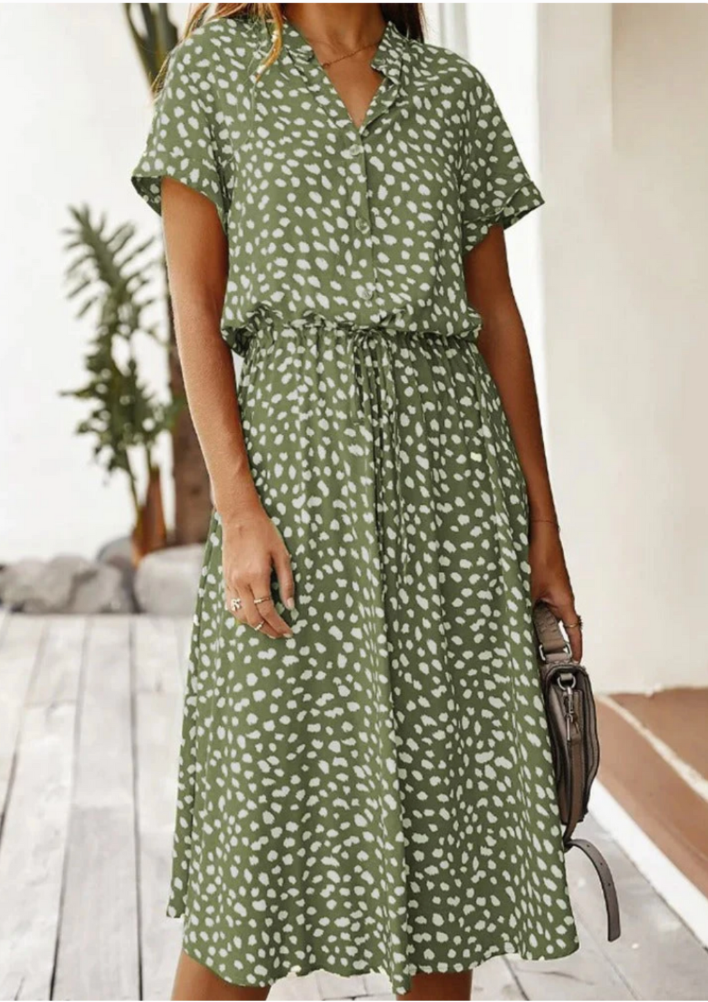 Sienna Relaxed Midi Dress with V-Neckline