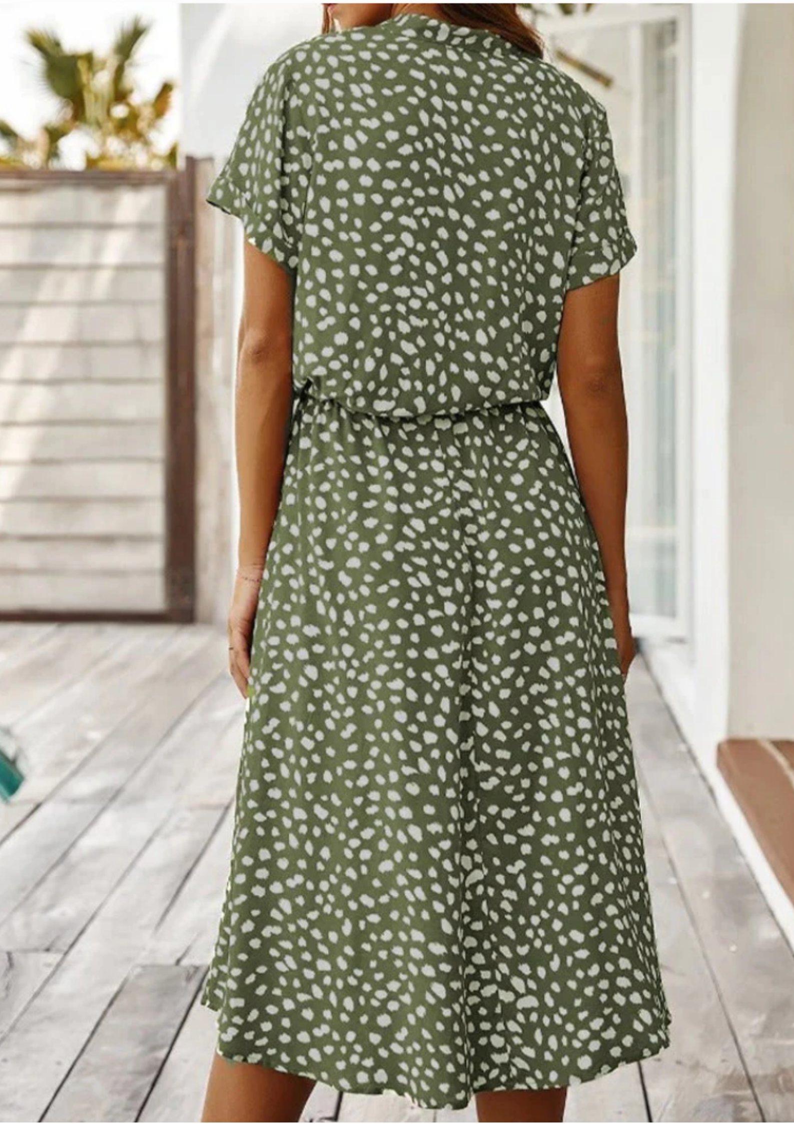 Sienna Relaxed Midi Dress with V-Neckline