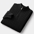 Men's Cable-Knit Merino Wool Sweater with Quarter Zip 0