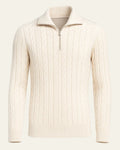 Men's Cable Knit Sweater with Half-Zip Collar 0