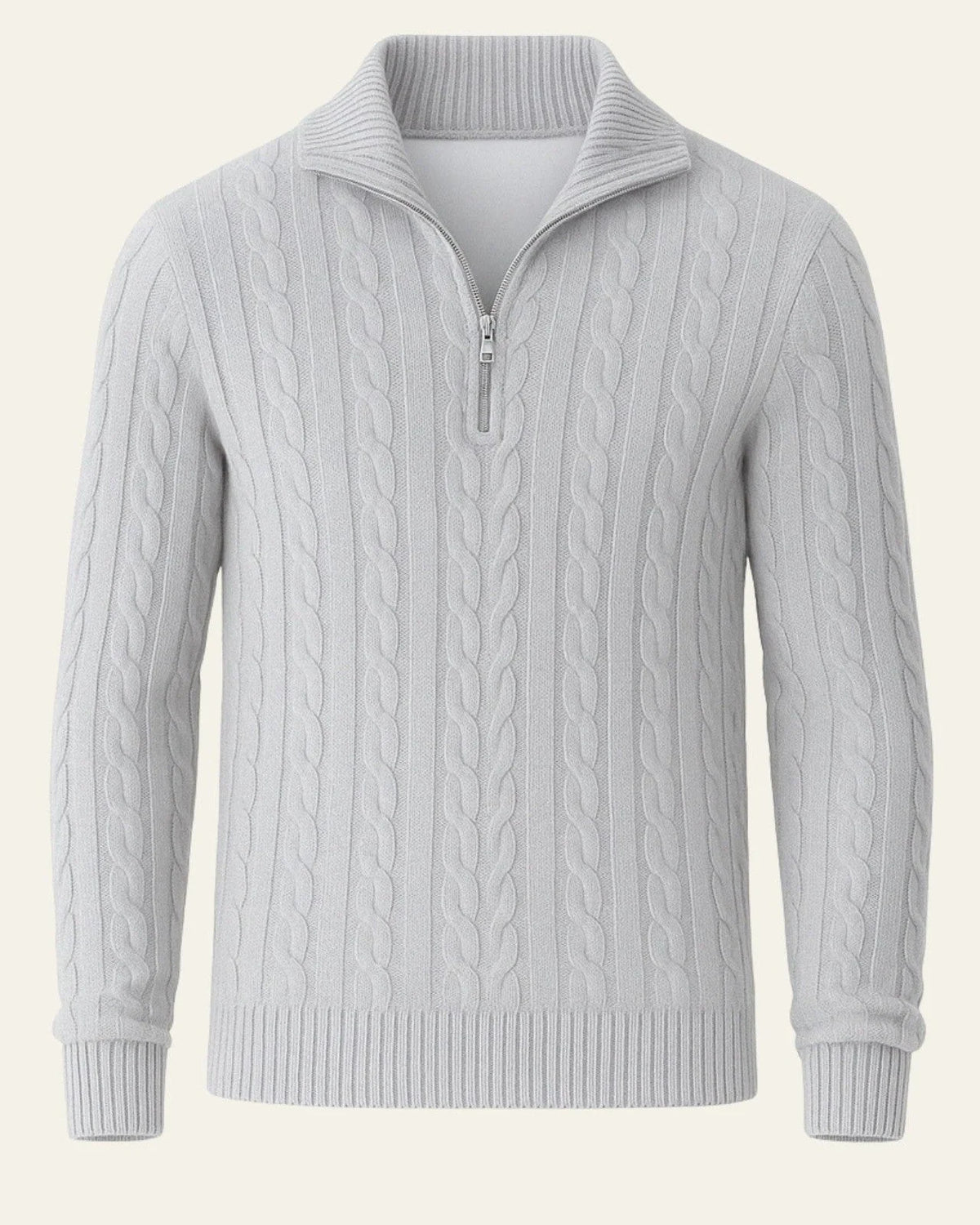 Men's Cable Knit Sweater with Half-Zip Collar 2